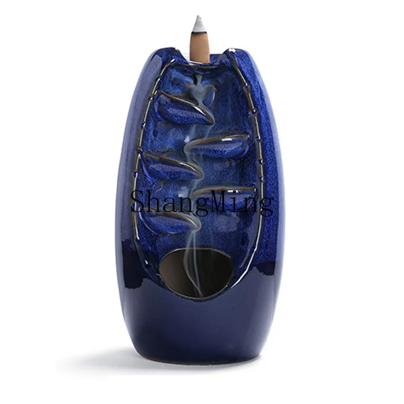 

PYH ceramic incense burner backflow creative ornament aromatherapy agarwood sandalwood room antique golden dragon