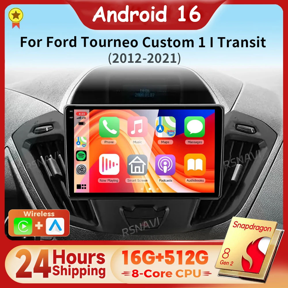 Android 16 Carplay Auto 2K Screen Car Radio Multimedia For Ford Tourneo Custom 1 I Transit 2012-2021 Autoradio  24-hour shipping
