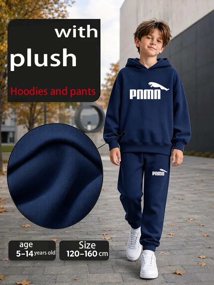 Kids Autumn Spring Trend Letter Print 2pcs Hoodie+Pants Tracksuits5-13 Years Boys Girls Casual Outfits Children Clothes Sets