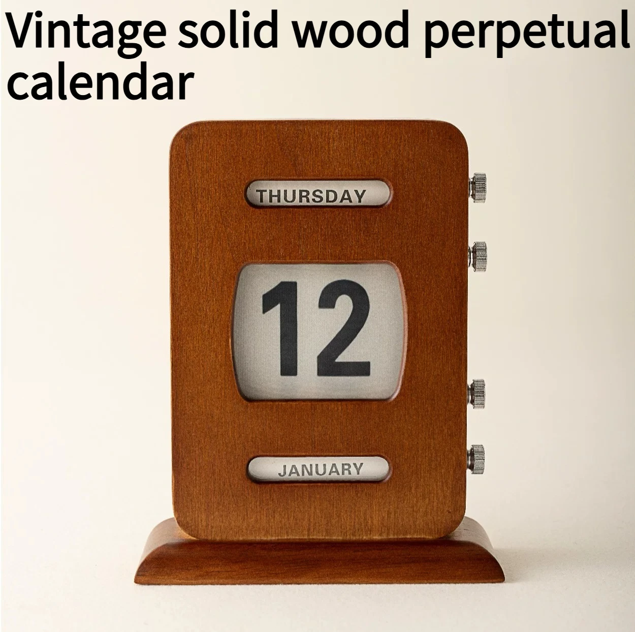 Retro Solid Wood Desk Calendar Light Luxury Ornament Manual Perpetual Calendar Office Desktop Decoration