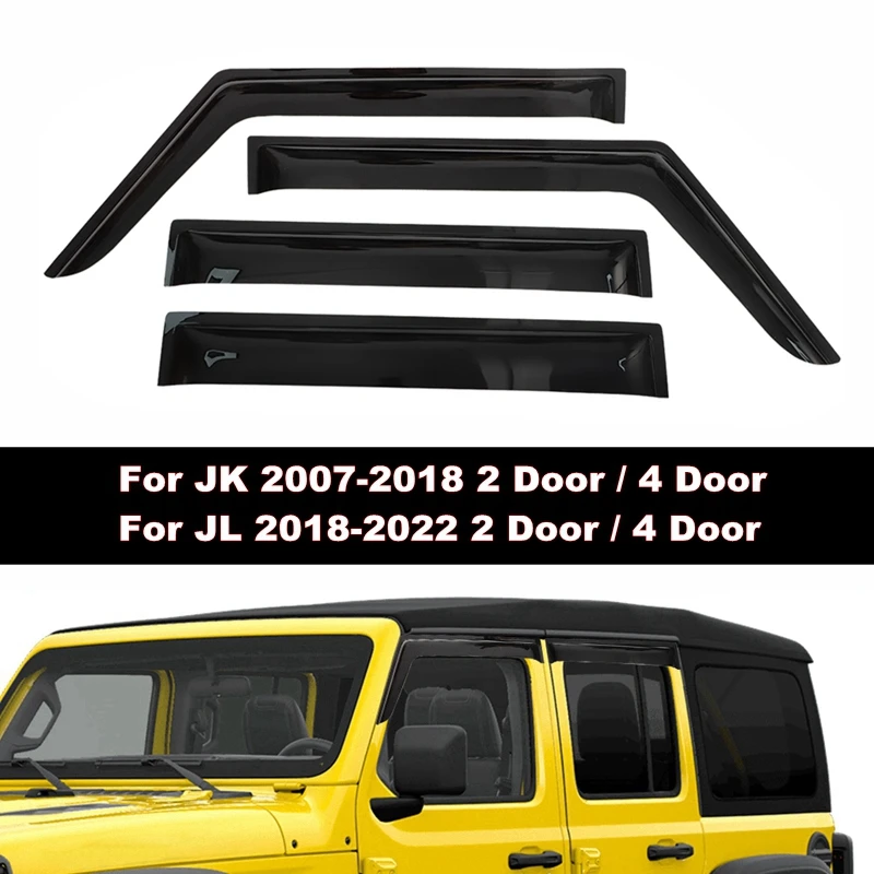 

Автомобильный защитный козырек от дождя для Jeep Wrangler JL 2018-2022 JK 2007-2018 солнцезащитный козырек ветрозащитные дефлекторы от дождя
