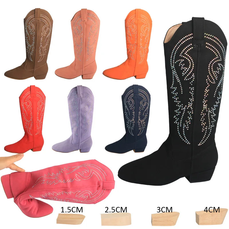 Wedopus ligne personnalisée Cowboy bottes de danse chaussures de danse femmes longue ligne bottes de danse couleur noire semelle en daim souple