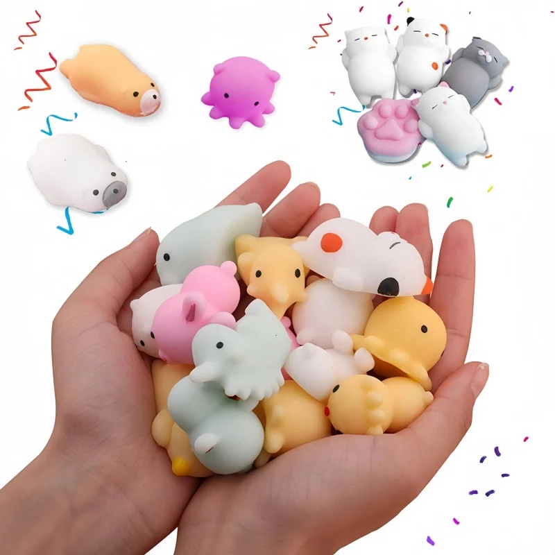 

20/30/50pcs Cartoon Squishy Squeeze Toys Kawaii Mochi Anima Tpr Vent Squeeze Dolls Relieve Stress Fidget Toy For Kids Adult Gift