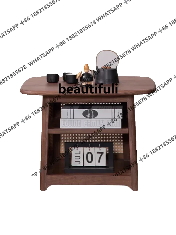 K182North American black walnut coffee table modern rattan coffee table, living room balcony sofa side table