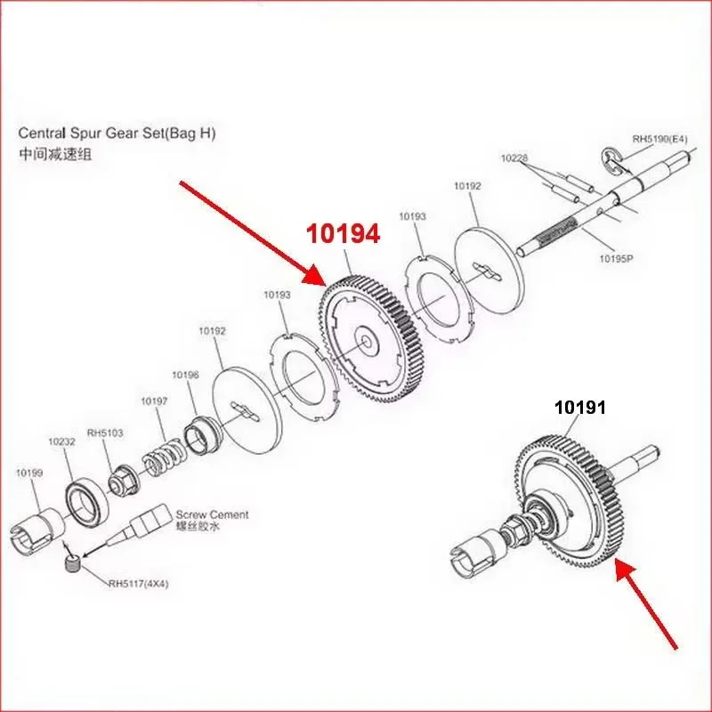 Racing RH1011/RH1013/RH1018/RH1019/RH901/RH902 Spur Gear 65T (EP) 10194 /10968,Pinion Gear 10201(17T) For VRX