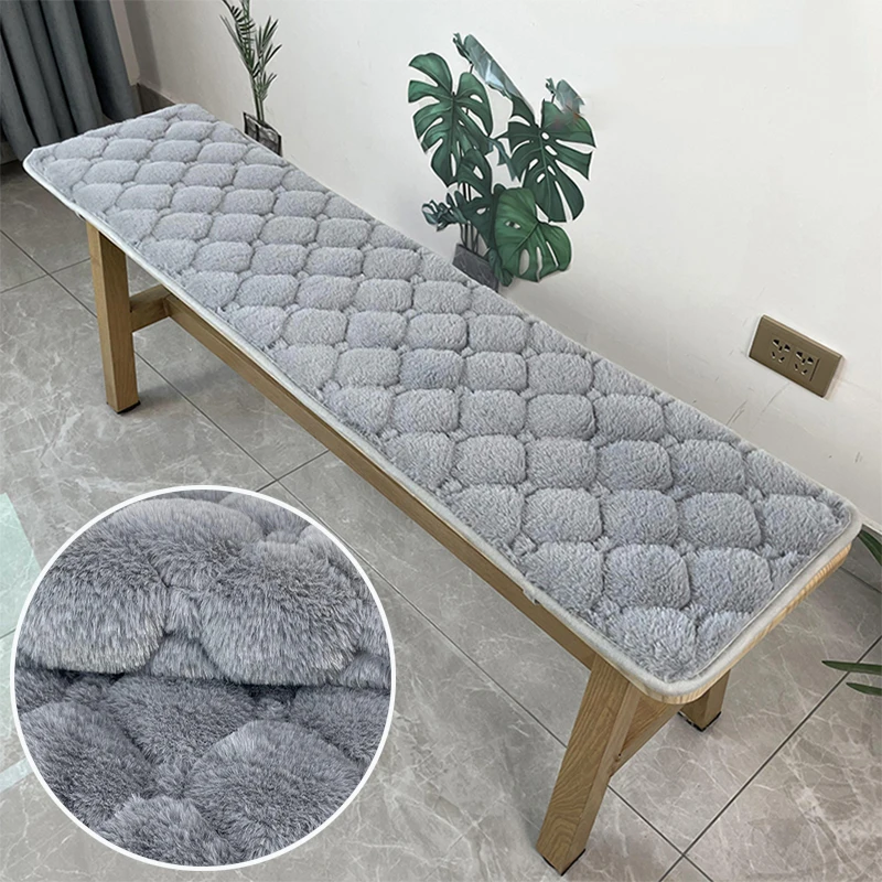 Winter Thicken  Plush Long Bench Cushion Soft Plush Chair Mat Sofa Card Seat Cushion Lounger Chair Long Seat Pad