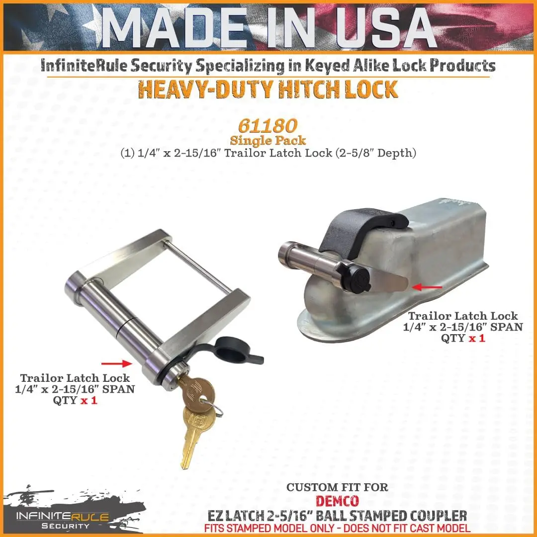 61180 | Trailer Latch Lock for DEMCO EZ Latch 2-5/16″ Ball Stamped Coupler - Does NOT FIT Cast Model