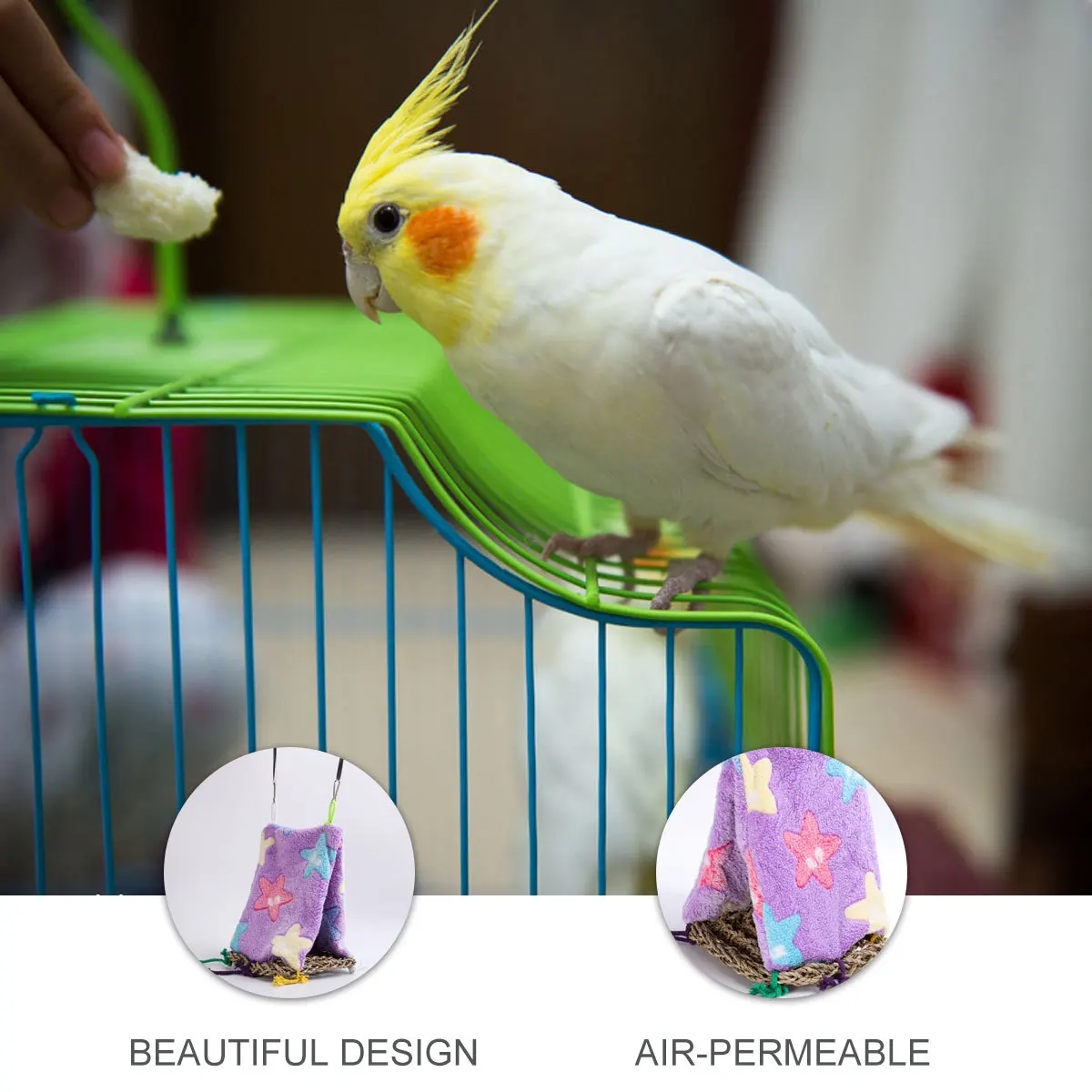 

Straw Woven Birds Tent Parrot Sleeping Bed Triangle Nest Creative Hammock Comfortable Rest and Play Space Birds Tent