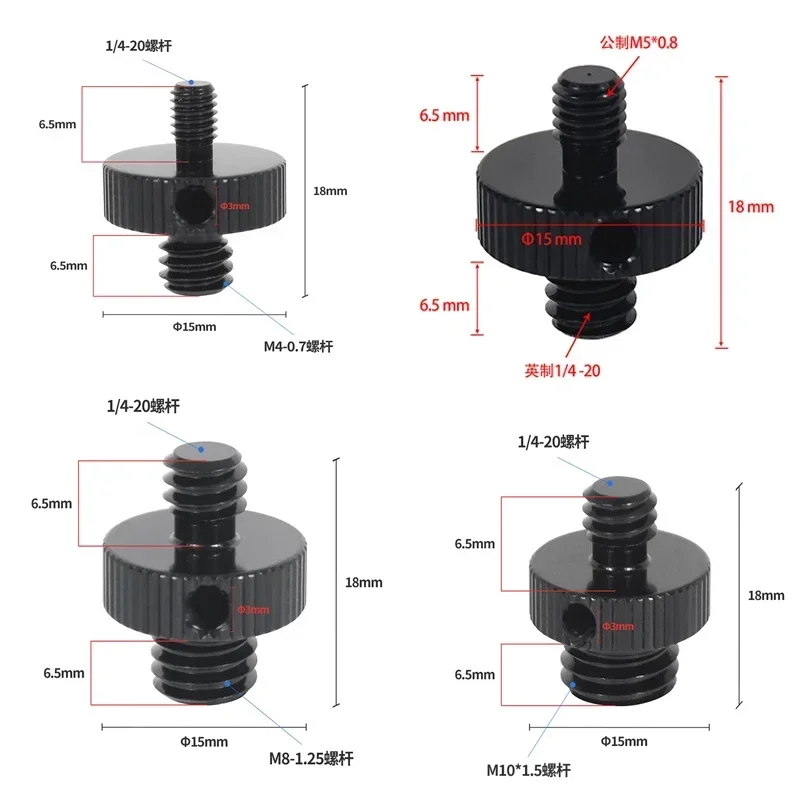 5pcs/lot Reinforce Camera Conversion Screw Adapter 1/4 to 3/8 M4 M5 M6 M8 M10 Male Female Screw for Monopod Tripod Ball Mount