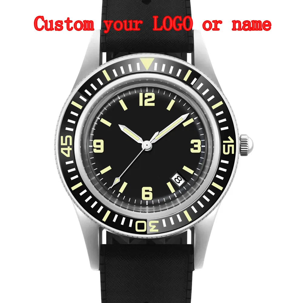 Пользовательские 40 мм куполообразное арочное стекло NH35 мужские часы пескоструйный корпус зеленые светящиеся механические автоматические мужские часы