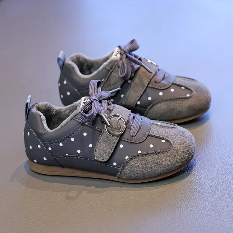 Kids'Casual Shoes Sneakers PU Leather Polka Dot Spring Bow Shoes For Girls Breathable Anti-slip Silver Beige Shoes Size 26-36