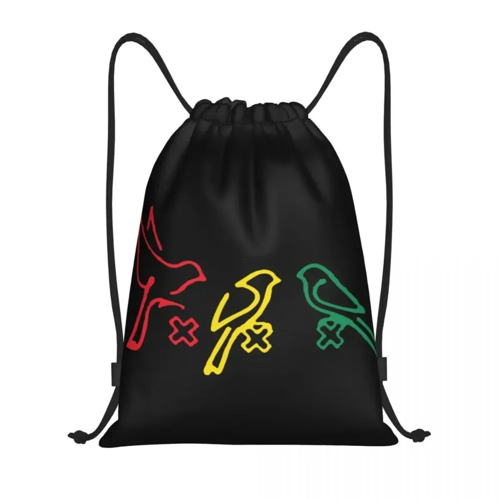 Custom Ajaxs Bobs Marleys Drawstring Bag Women Men Lightweight Amsterdam 3 Little Birds Sports Gym Storage Backpack