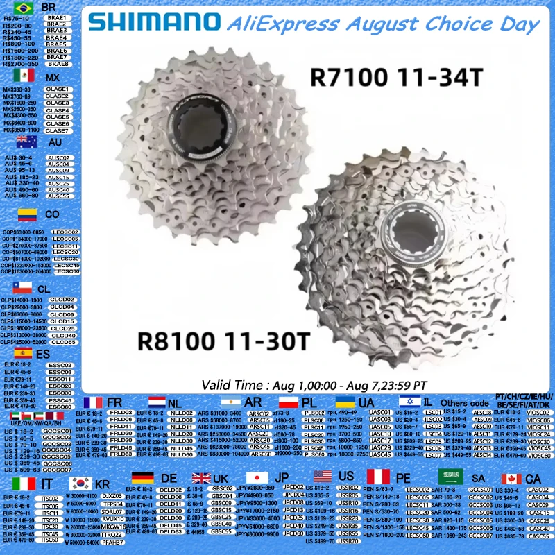 Shimano 105 R7100 Ultegra R8100 12 Speed Road Bike Bicycle Cassette R7101 11-34T 11-36T Freewheel R8101 11-30T 11-34T K7 12s