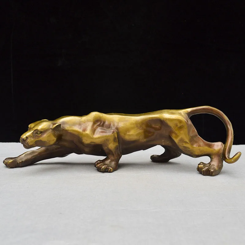 living room Company animal Decorative ART GOOD LUCK ZHAO CAI fortune leopard tiger  BRONZE Statue