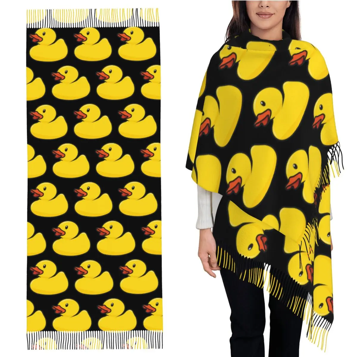 

Резиновый шарф-утка, шарфы с кисточками для женщин, мягкие теплые шали и накидки, длинная осенне-зимняя шаль