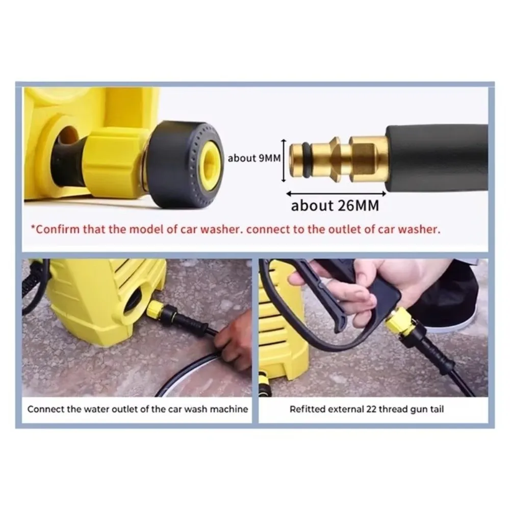 M22 Thread Pressure Washer Connector Quick Connection Water Outlet Set Power Washer Adapter High Pressure Rated