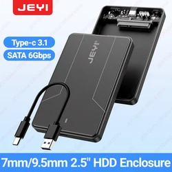 JEYI 2.5 inch External Hard Drive Enclosure Type C 3.1 to SATA III for 7mm and 9.5mm SATA HDD SSD Tool Free [UASP Supported]