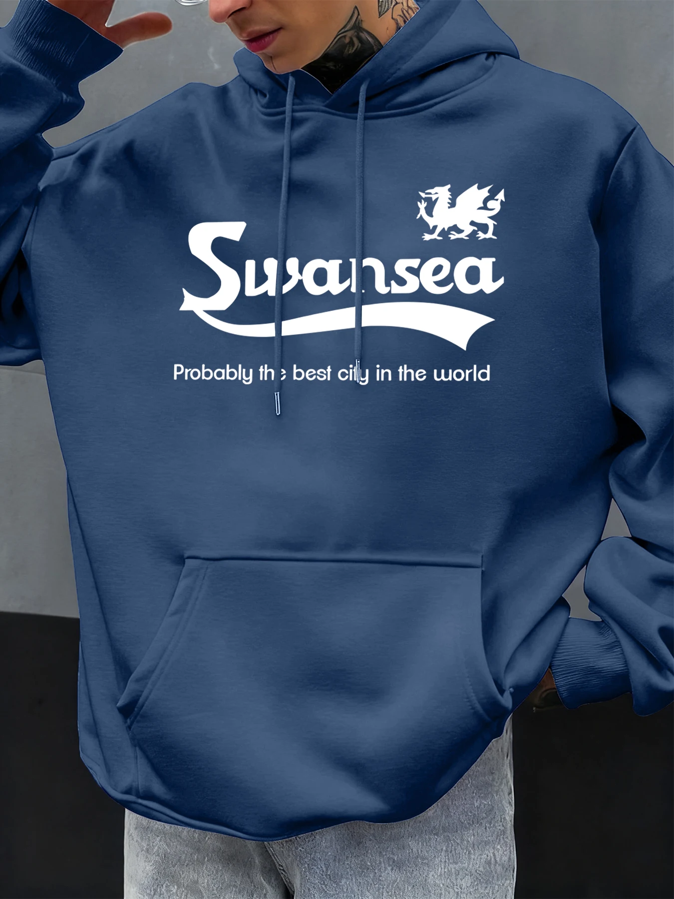 

Swansea The Best City Letter Design Autumn Men Hoody Pocket Hoodie Casual Fleece Soft Pullovers Hip Hop Clothes Loose Tops