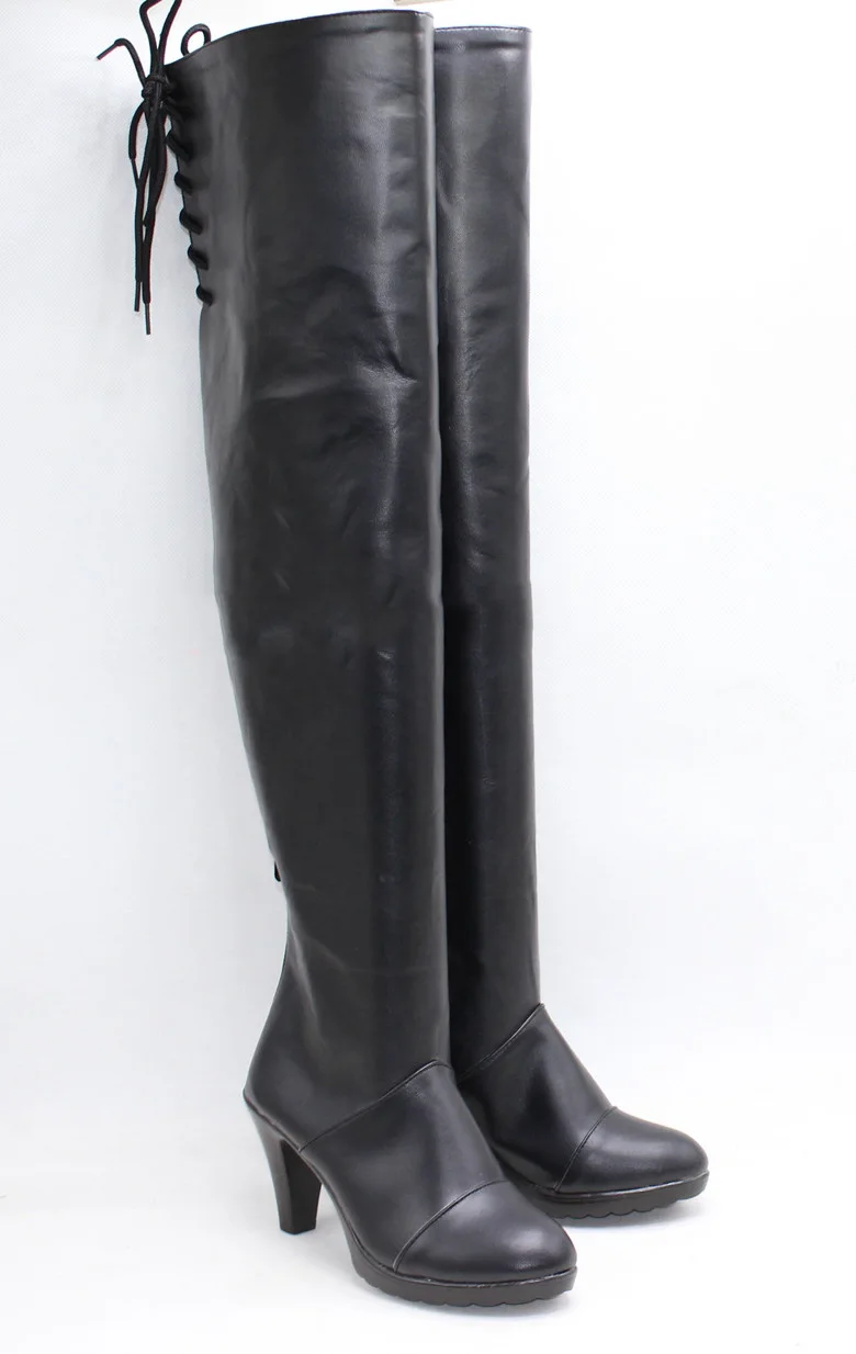2B คอสเพลย์รองเท้าเกมนีเออร์: ออโตมาต้าคอสเพลย์รองเท้าหนัง PU สีดำรองเท้าอะนิเมะอุปกรณ์เสริมฮาโลวีนอุปกรณ์ประกอบฉากงานคาร์นิวัลสั่งทำพิเศษ