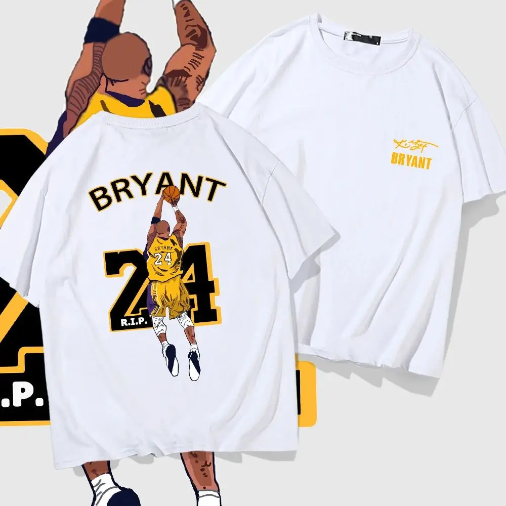 Back view Kobe Bryant Memorial Short Sleeve Cotton T-Shirt Summer Basketball Sports Print Short Sleeve Shirt