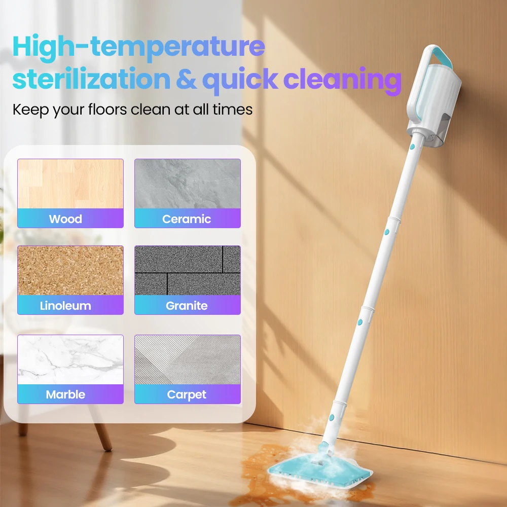 6M Long Cord Steam Cleaner, 230℉ High Temperature Sterilization for Kitchen, Floor Cleaning, Ironing Clothes