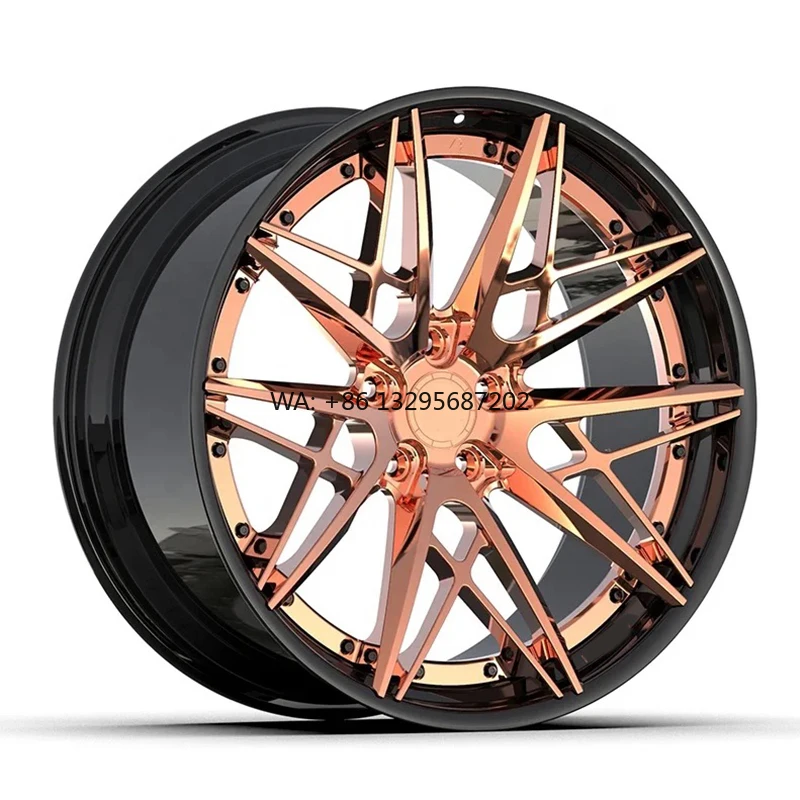 

2-piece Luxury Gold Customized Forged Car Wheels 15 16 17 18 19 20 21 22 23 24 26 Inch Deep Dish Spokes Wheels for BMW