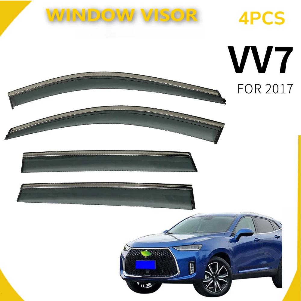 Scratch Resistant Chrome Side Window Weather Shield 4Pcs Fit WEY VV7 2017 Sun & Rain Protection Exterior Accessories