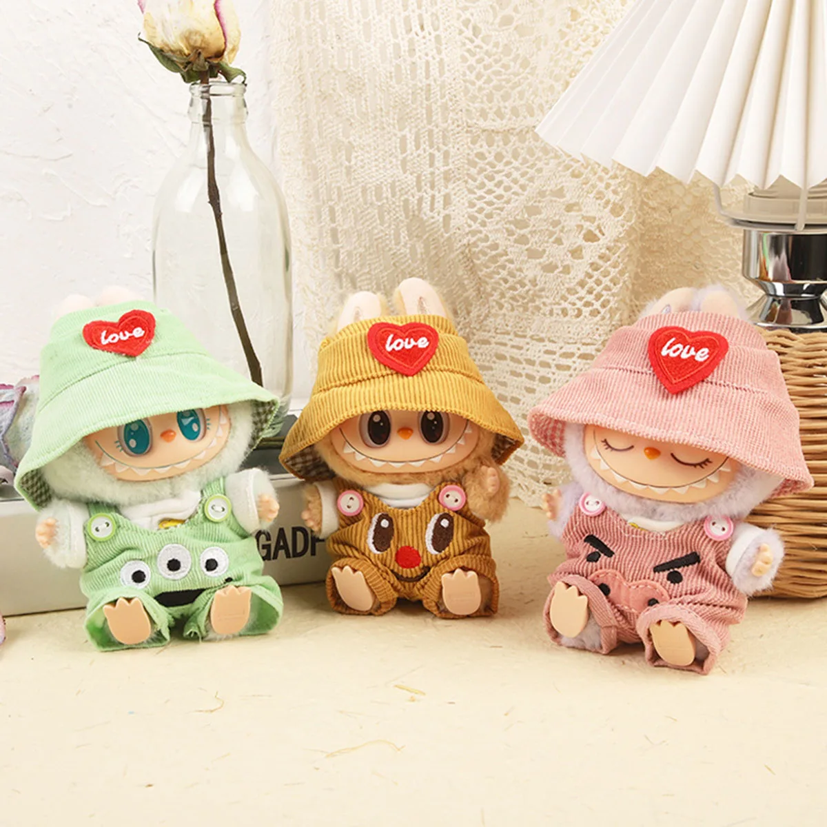 بذلة ملابس الدمية الصغيرة بثلاثة عيون ملحقات الزي لـ Labubu V1 V2 ديكور لطيف