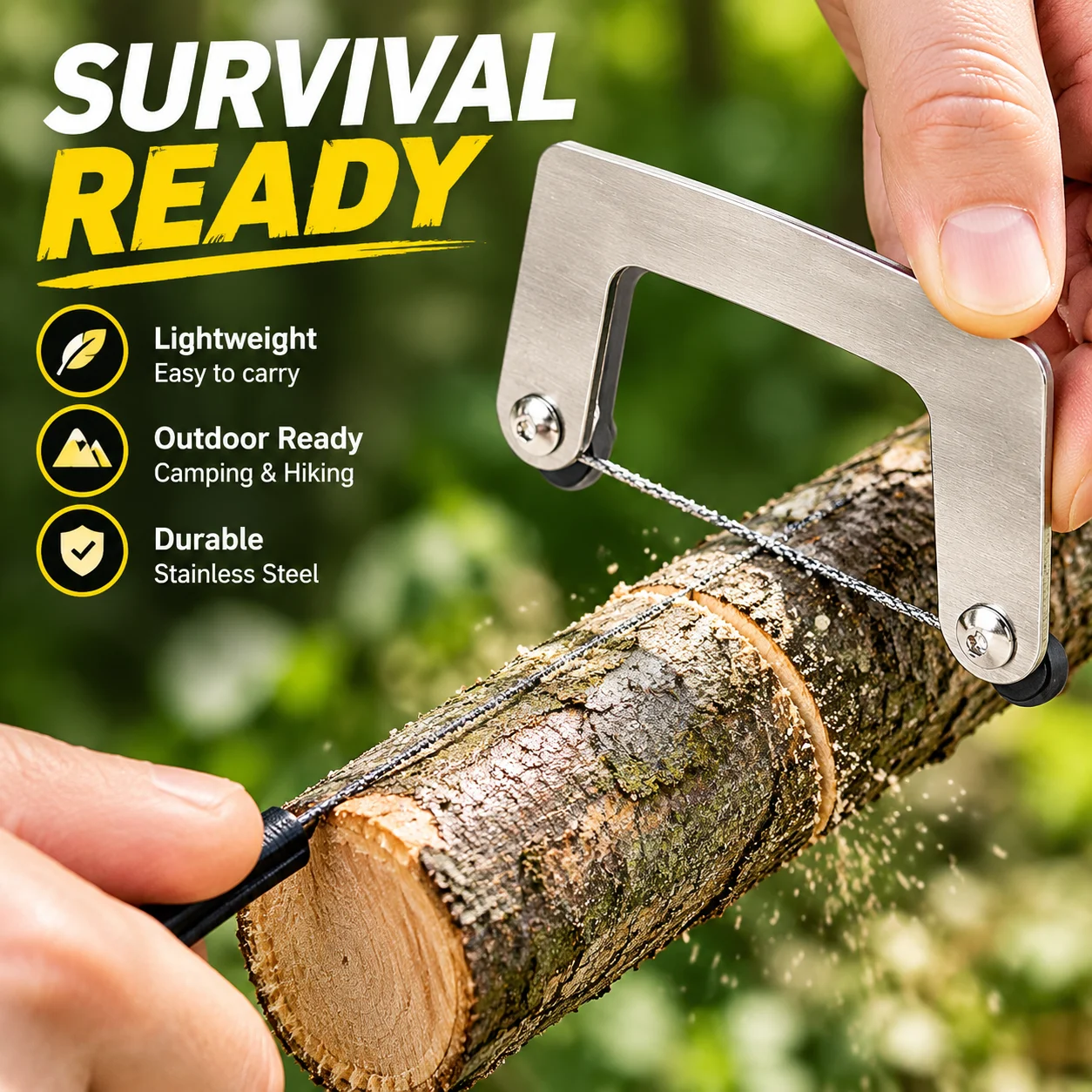 Mini Pocket Wire Saw Stainless Steel Hand Pull Rope Saw Survival Gear Emergency Tool for Outdoor Camping Hiking