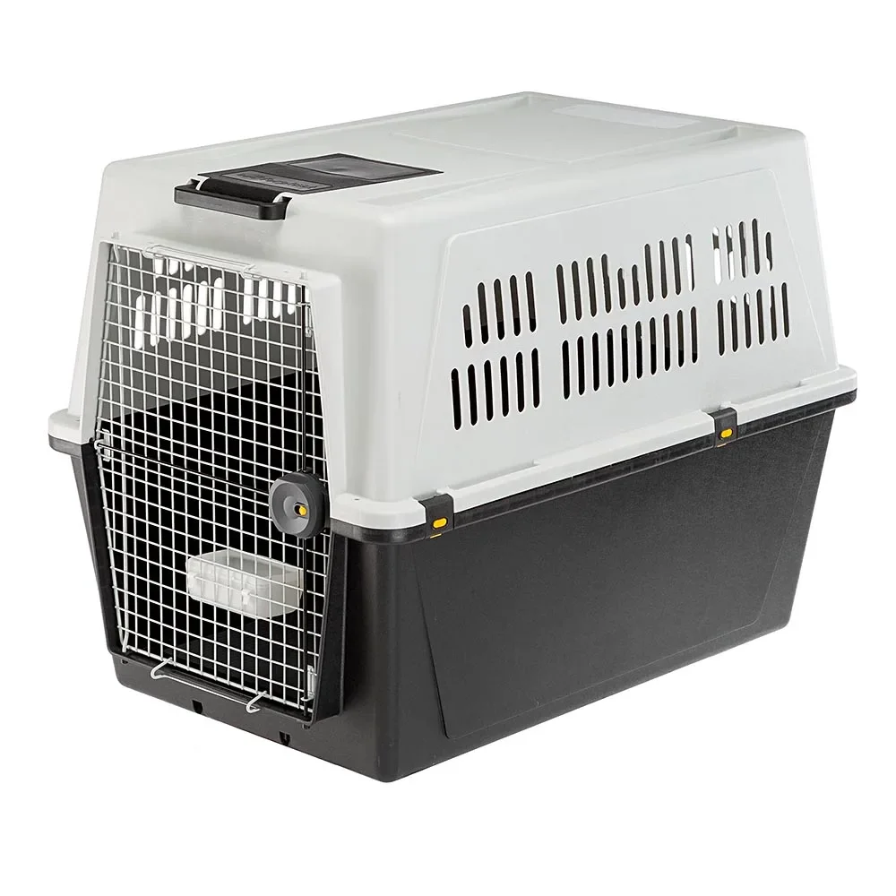 Carrier for large dogs ATLAS 70 PROFESSIONAL, with bowl and accessories, safety closing system, aeration grids