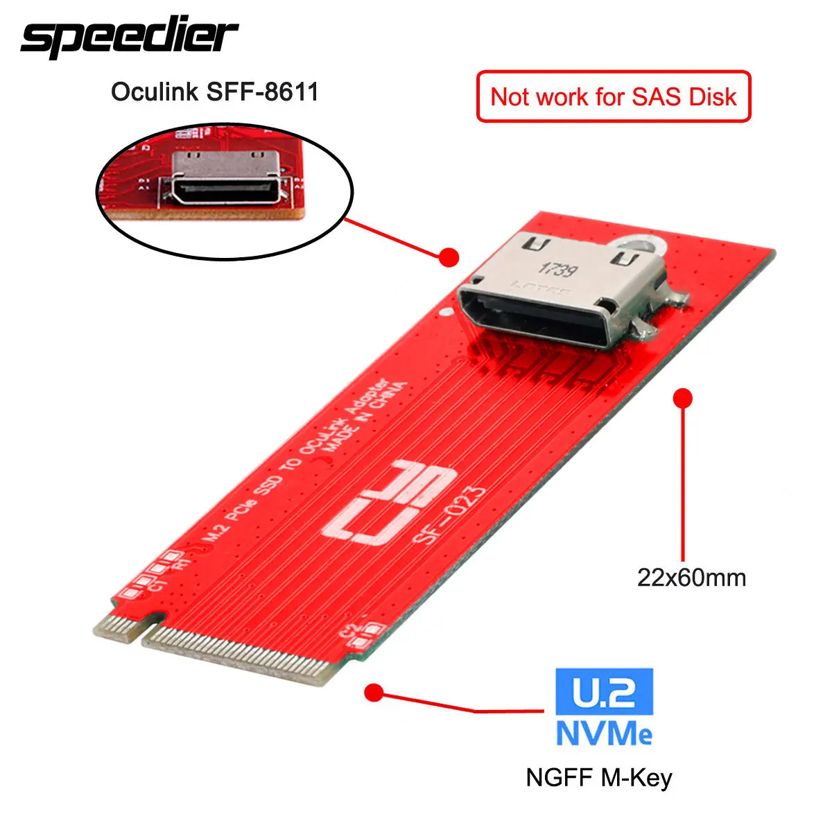 

PCI-E 3.0 M.2 M-key To Oculink SFF-8612 SFF-8611 Host Adapter Card for PCIe Nvme SSD 2260