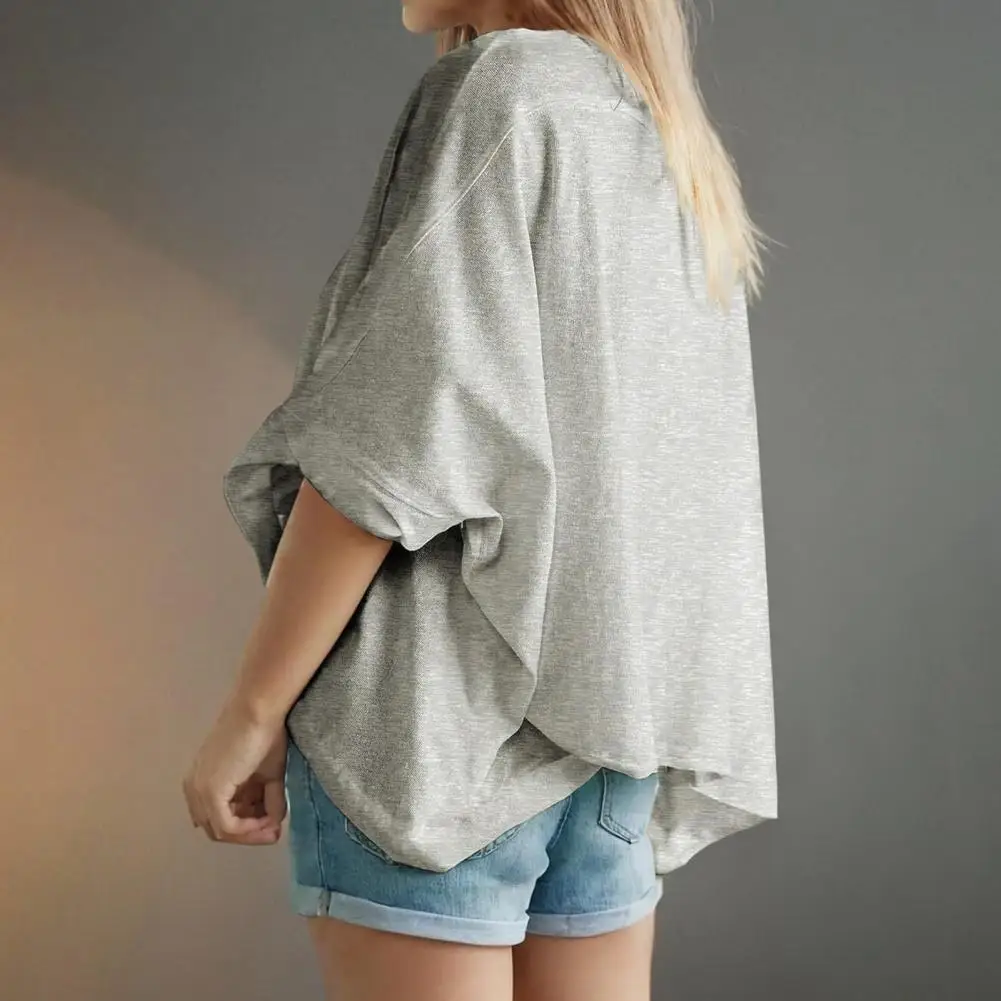 

Bat Sleeve T-shirt Stylish Women's Batwing Sleeve Summer T-shirt in Solid Colors Loose Fit Casual Tee Shirt for Daily Wear for A