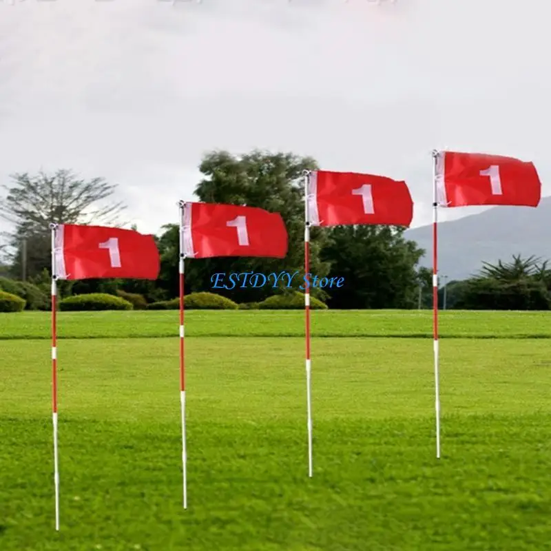G6DE Golfs Putting Green Flags and Hole Cup Portable Golfs Flagstick Double-Sided Numbered Golfs Flags for Yard Backyard