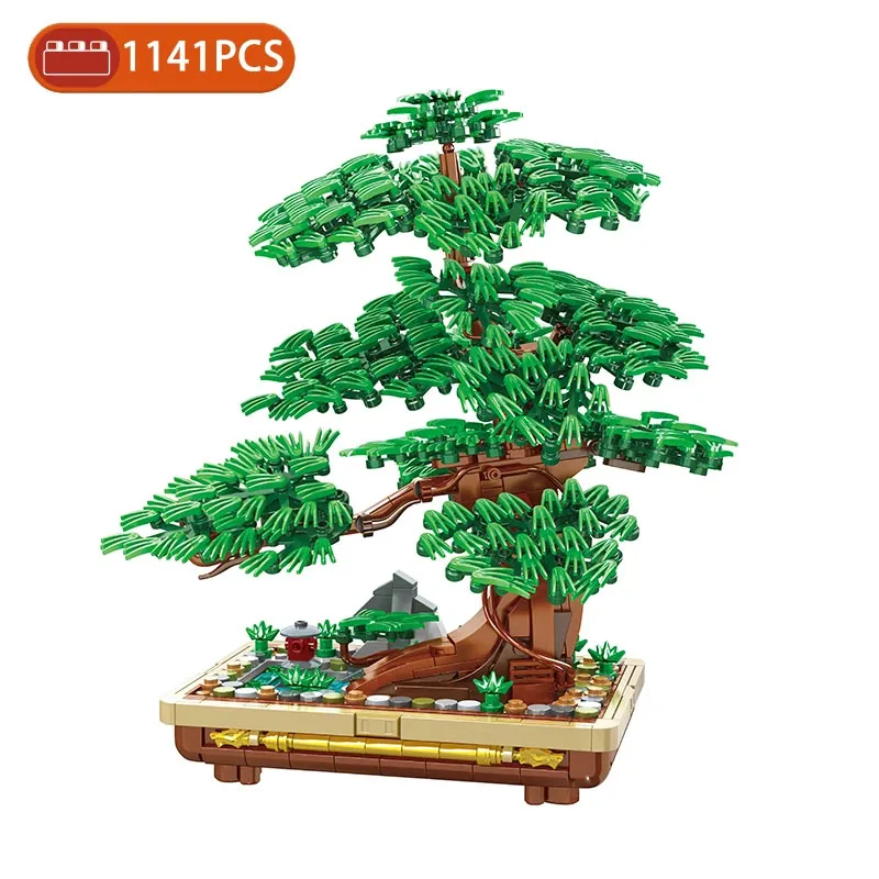 Sosna blok Bonsai DIY Moc Mini roślina doniczkowa klocki do zabawy wystrój domu