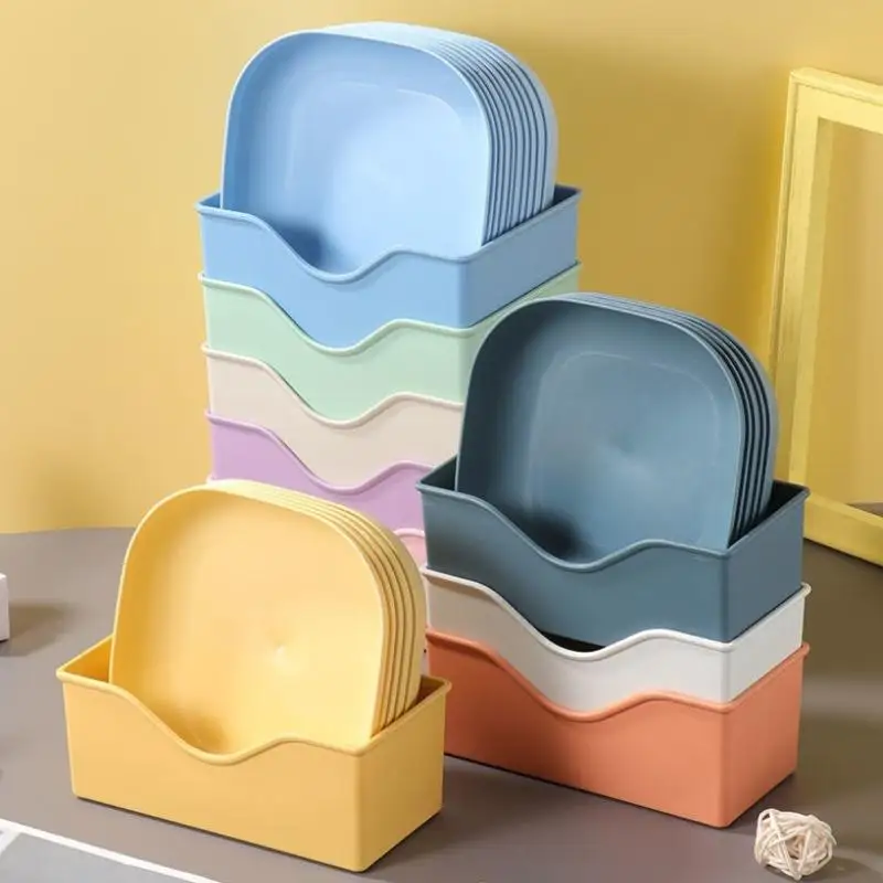 Washable Multipurpose Plates Set 10PCS Reusable Fruit Dessert Dishes Ideal for Home Outdoor Parties Portable Durable Design