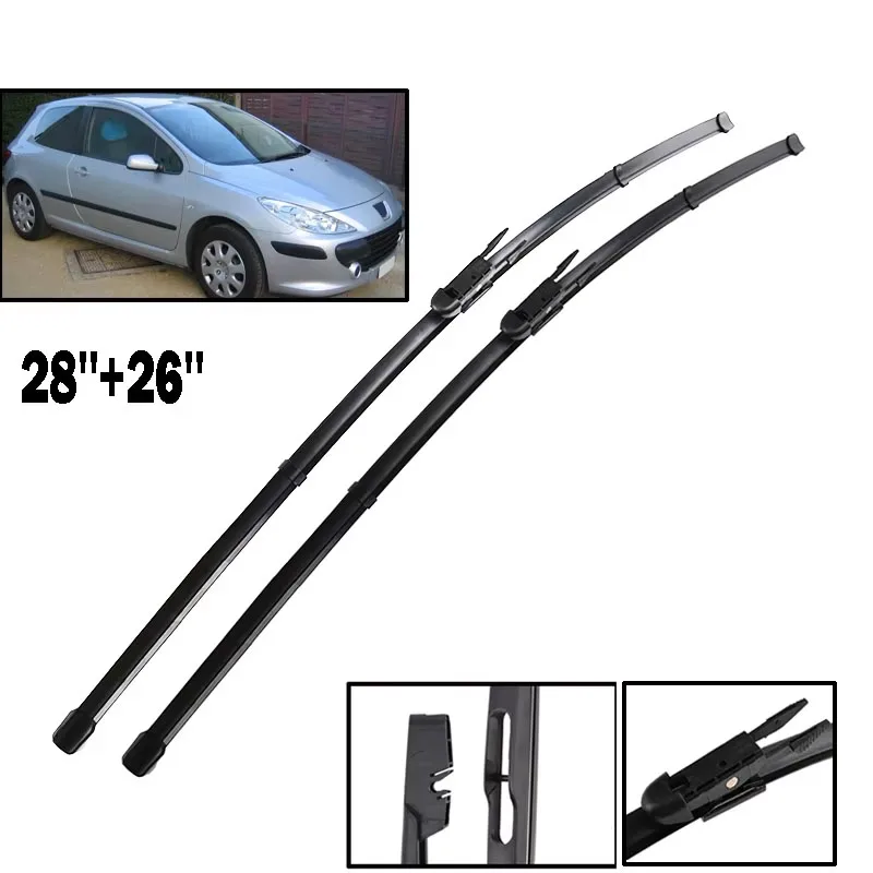 Wiper Front Wiper Blades Set For Peugeot 307 2005 - 2007 Windshield Windscreen Window Rain Brushes 28