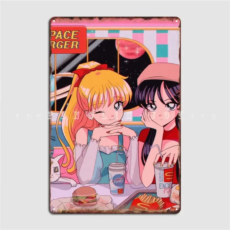 Space Burger Metal Sign Cinema Garage Club Bar Funny Poster Tin Sign Poster