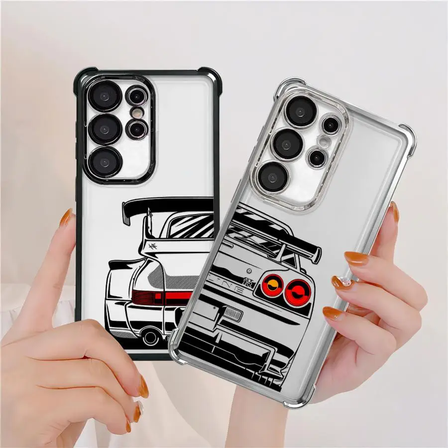 Case for Samsung Galaxy S25 S21 Plus S24 S25Edge S20 FE S22 Ultra S23 Phone Cover JDM Sport Car Rear Art 
