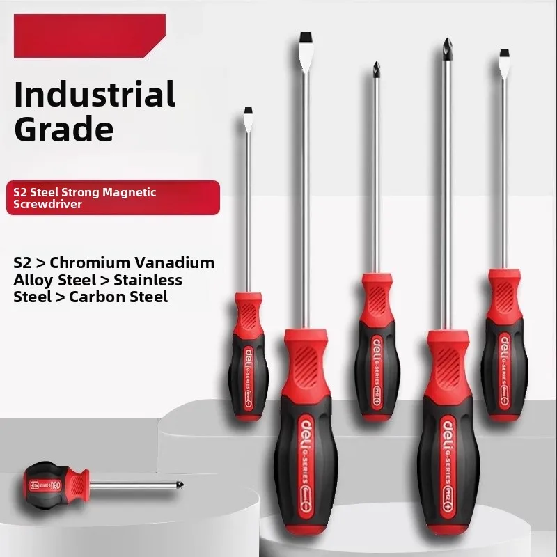 مفك براغي من الدرجة الصناعية مغناطيسي قوي S2 فائق الصلابة مقاوم للاهتراء أداة مسطحة ورأس فيليبس برغي فولاذي... #1