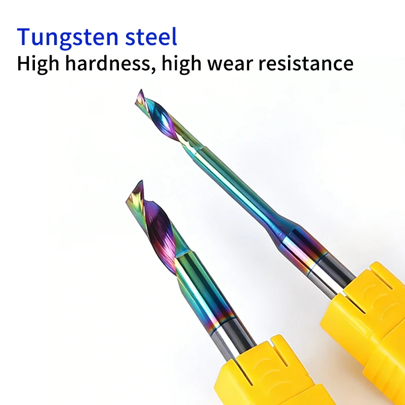 Colorful Coated Solid Carbide Profile Milling Cutter Single Flute Aluminum End Mill for Window Door Curtain Wall CNC Engraving
