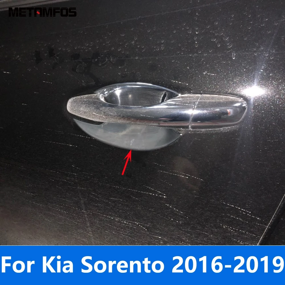 

Для Kia Sorento 2016-2019: Хромированные накладки на ручки дверей, защитные наклейки, внешние аксессуары, стайлинг автомобиля