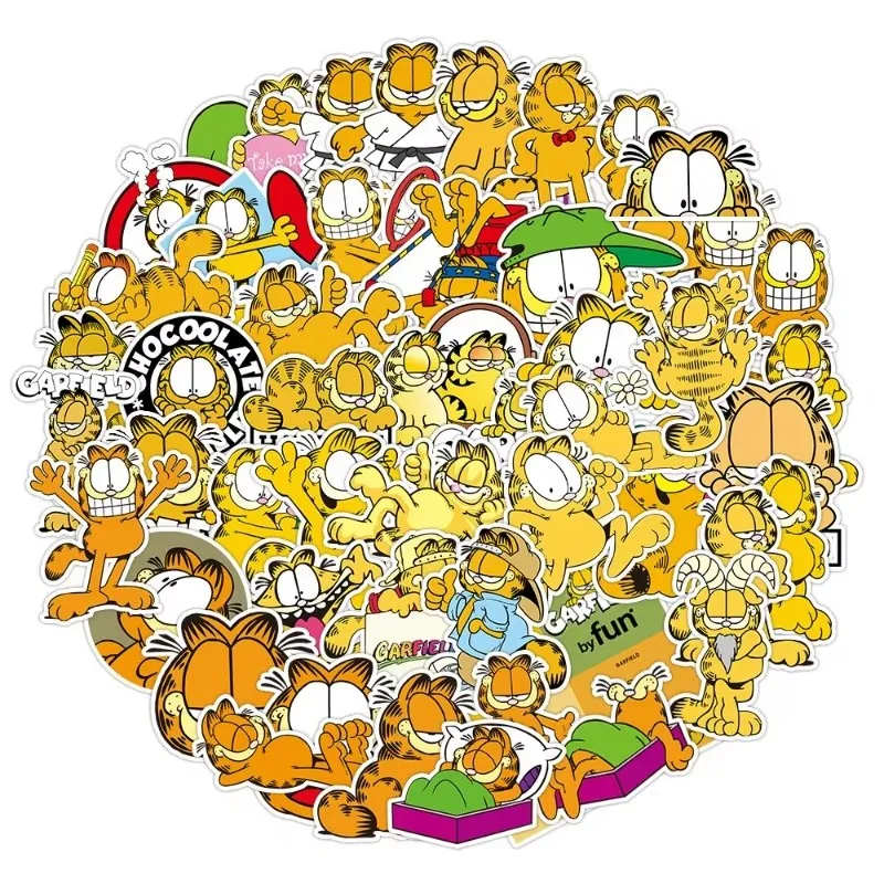 50pcs Garfield Expression Stickers Cute Cartoon Children’s Stationery Water Cup Luggage Laptop Waterproof Decorative Stickers