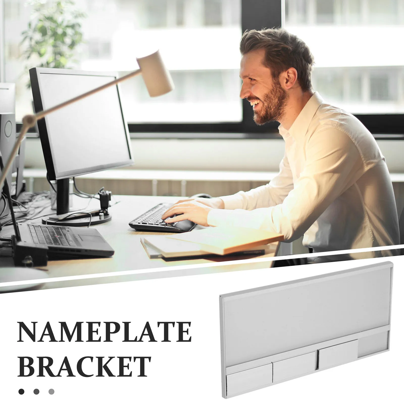 Premium Aluminum Alloy Name Plate for Desk Workstation Plaque Blank Business Nameplate Office Partition Identification Sign