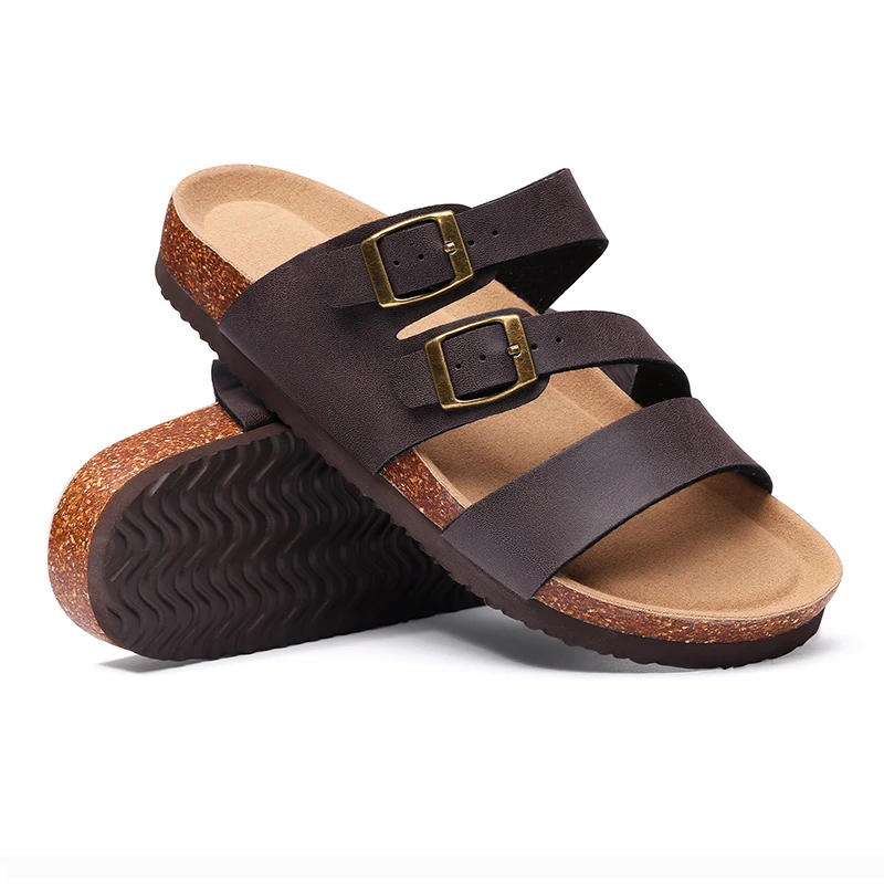 Smile Pop New Design Women Flat Sandals Gradient Beach Sandals Strap Adjustable Buckle Women Cork Clogs Sandals Home Sandals