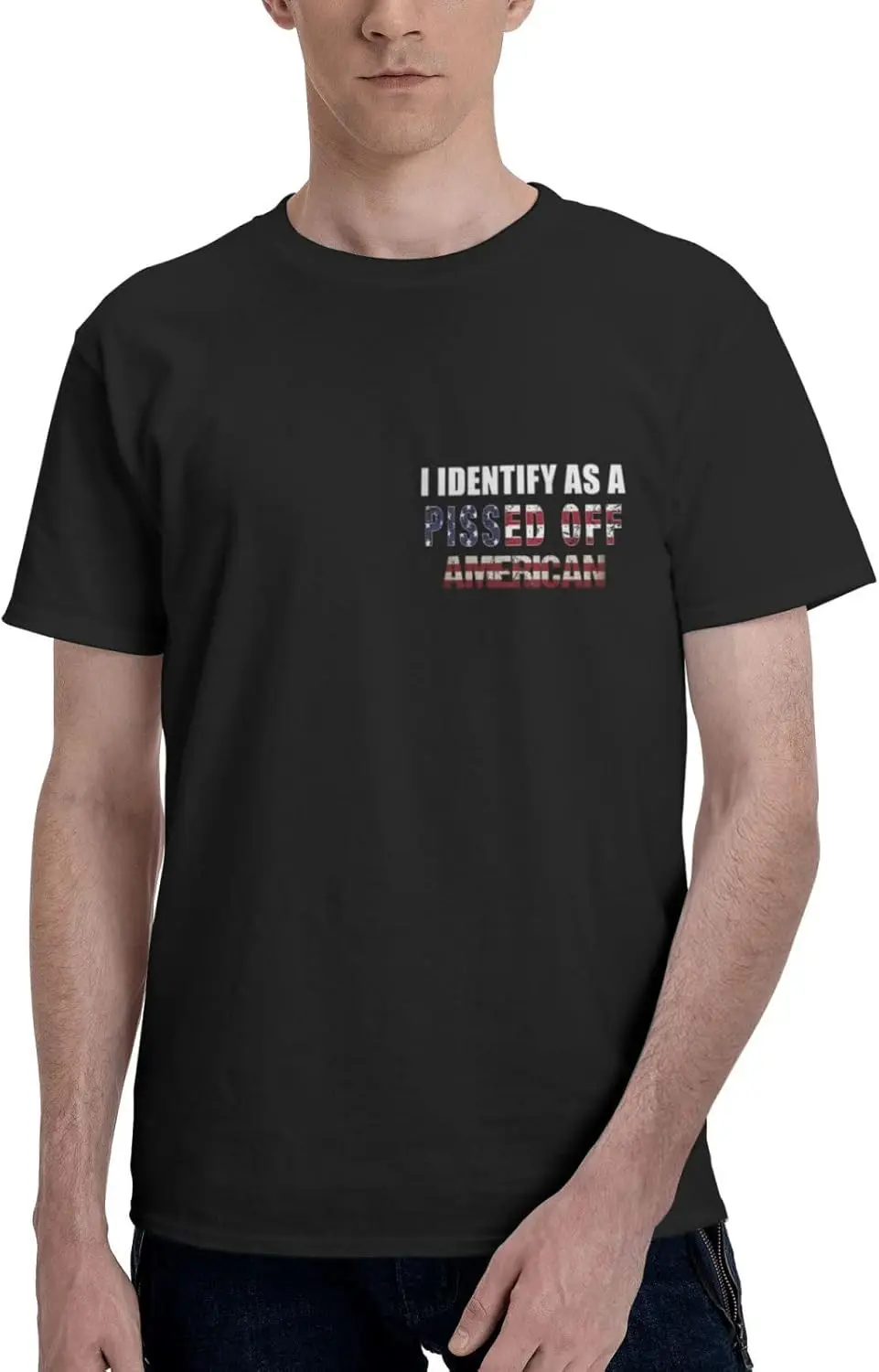 I Identifys As A Pissed Off American T Shirt Men's Short Sleeve Tops