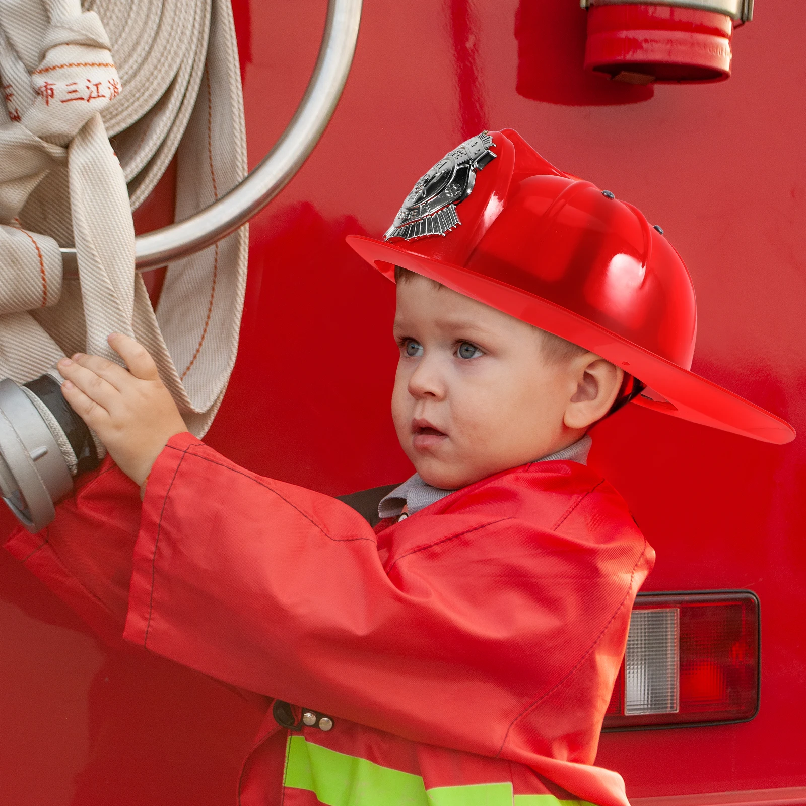 

Fireman Hat Firefighter Red Plastic Toddler Costume Prop Party Favor Cosplay Fireman Costume Prop Accessory