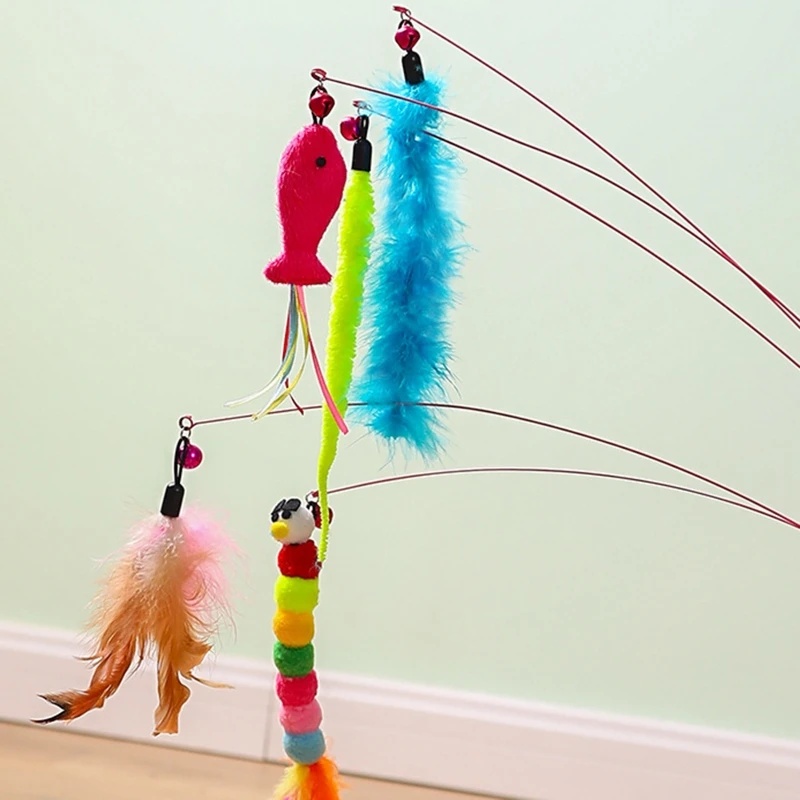 for Cat Feather Toy 90cm Wand Teaser with Interactive Catcher Teaser