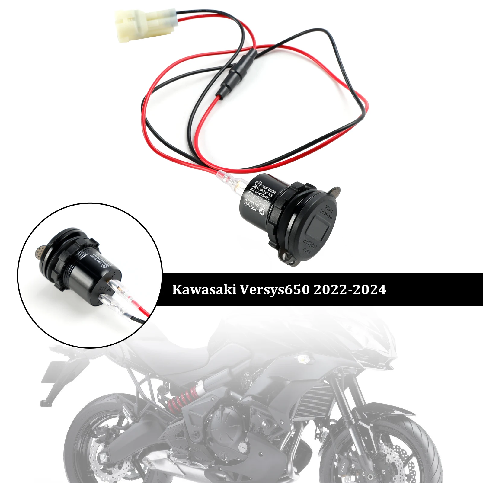 

Зарядное устройство Topteng 12 В с разъемом USB + типа C для Kawasaki Versys 650 2022 2023 2024