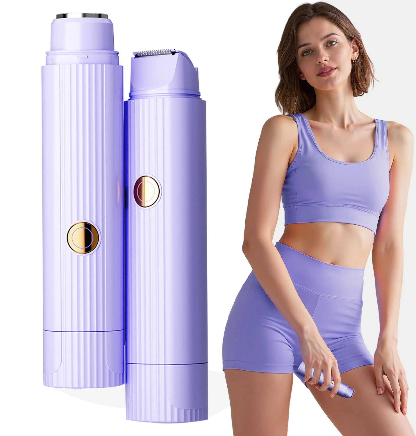 

2-in-1 Woman Hair Removal Electric Shaver Device Portable Hair Removal Cordless Shaver Painless Leg Body Groomer Bikini Trimmer