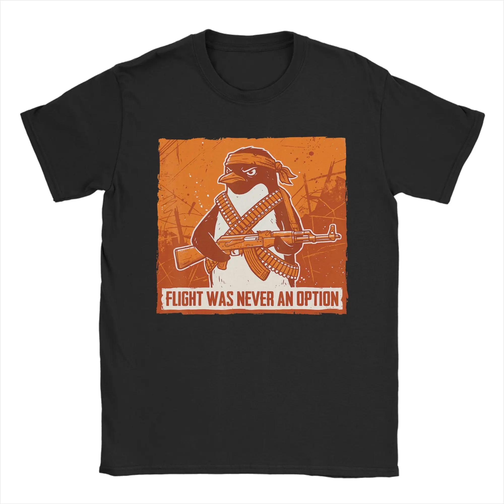 Flight was Never an Option Funny Tactical Penguin Bird Joke T Shirt Men's  Y2K Funny T Shirts Beach Tees Cheap Plus Size Tops